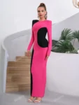 Modphy New Arrival Colorblock Sexy Long Sleeve Bodycon Dress