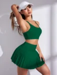 2pcs Women Plain Minimalist Casual & Sports Set