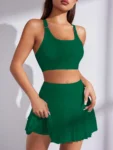 2pcs Women Plain Minimalist Casual & Sports Set