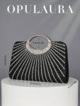 OpulAura Fashionable Sparkling Crystal Embellished Evening Clutch Bag For Women – Gold
