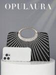 OpulAura Fashionable Sparkling Crystal Embellished Evening Clutch Bag For Women – Gold