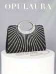 OpulAura Fashionable Sparkling Crystal Embellished Evening Clutch Bag For Women – Gold