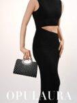 OpulAura Fashionable Sparkling Crystal Embellished Evening Clutch Bag For Women – Gold