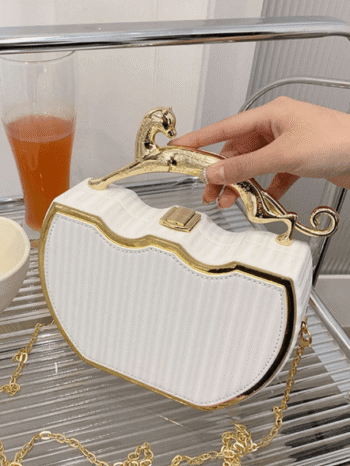 Vintage Mini Box Bag with Animal Handle – PU Leather Chain Crossbody & Shoulder Bag | Y2K Classic, Minimalist & Funny Design | Perfect for Travel, Work, Festivals & Holidays