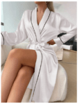 Women's Elegant Luxury Robe – V-Neck Belted Design for a Sophisticated Look
