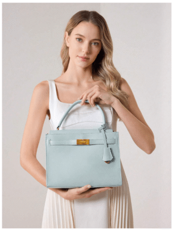MOTF Premium Minimalist Handbag – Women's Fashionable Top Handle Bag with Elegant Metal Detailing