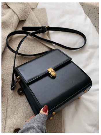 Lightweight Minimalist Square Flap Bag – Snap Button Detail Mini Handbag for Teen Girls, College Students & Professionals | Perfect for Work, Travel & Outings