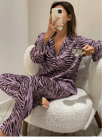 DAZY Animal Print & Letter Graphic Pajama Set – Loose & Comfortable Sleepwear