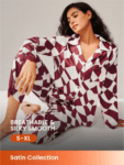 ChatGPT said: LUVLETTE Silky Satin Pajama Set – Geometric Print Button-Up Lounge Wear with Lace Lining